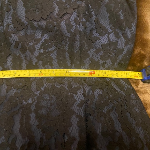 Lovely Navy Silk Black Lace Brooks Brothers Sleeveless Sheath Dress Size 6 - Picture 11 of 15